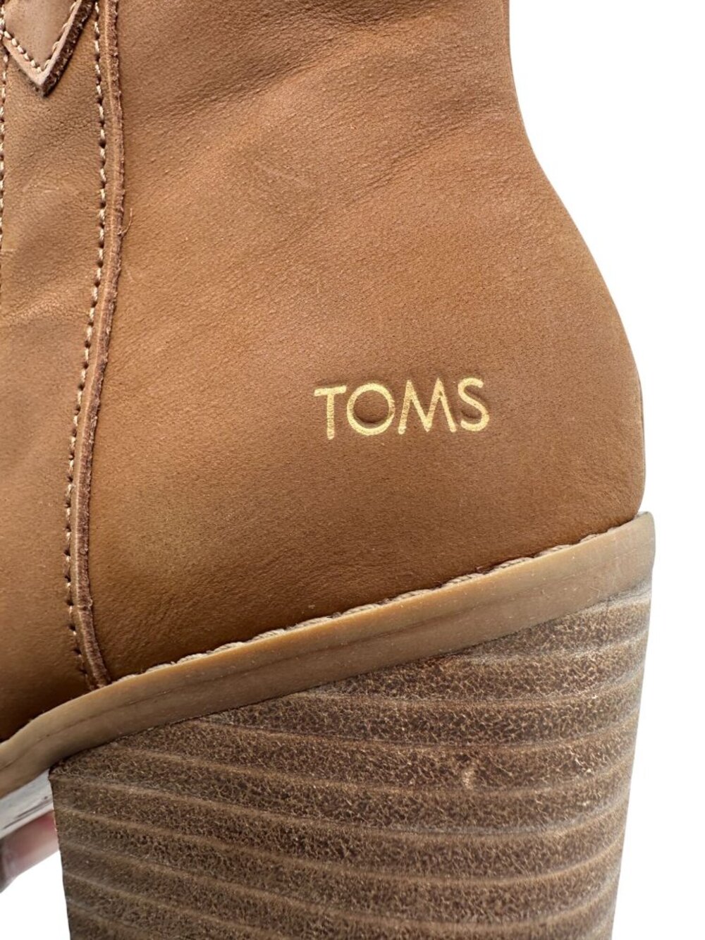 Toms Ankle Booties Womens Size 7.5 Brown Leather Stacked Blocked Heel NEW - Picture 12 of 12